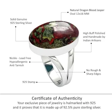 JEWELOPORIUM 925 Sterling Silver Dragon Blood Jasper Ring