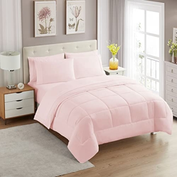Sweet Home 5 Piece Comforter Set - Pale Pink Twin All Season Comfort
