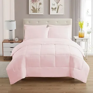 5 Piece Comforter Set - Twin Pale Pink Soft Comfort