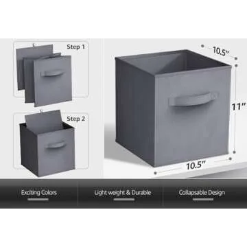 Sorbus Storage Cubes - Stylish Grey Baskets for Organization