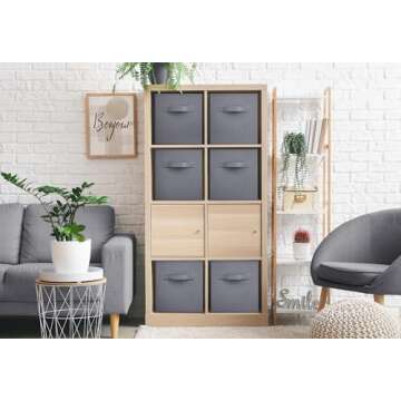 Sorbus Storage Cubes - 11 Inch Foldable Fabric Baskets for Organizing Pantry, Closet, Shelf, Cubby - 6 Grey Collapsible Cloth Storage Bins with Handle for Home, Bedroom
