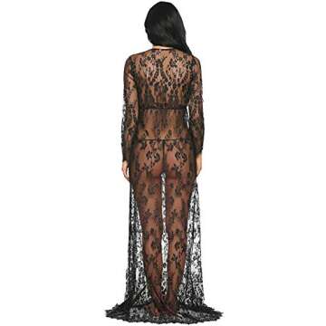 COSYOU Black Halloween Dress Womens Costume Clothing Mesh Night Gown Robe See Plus Size Vestidos (XL...