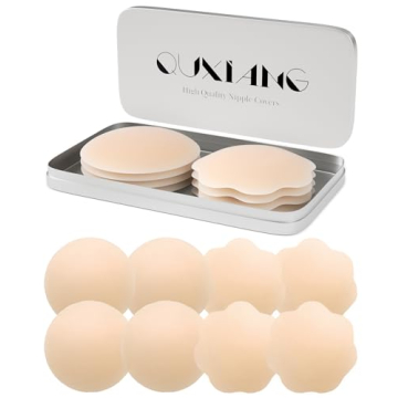 QUXIANG 4 Pairs Pasties Women Nipple Covers Reusable Adhesive Silicone Nippleless Covers Bra for Dre...