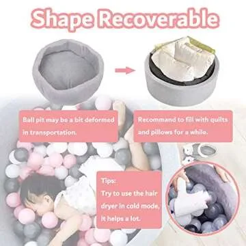 LA FEIER Deluxe Foam Ball Pit Kiddie Balls Pool Toddler Playpen Soft Round Ball Pool Play Toy for Baby Kids Children Indoor & Outdoor, Pink
