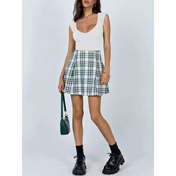 REORIA Women's Summer Sexy Casual V Neck Double Lined Seamless Sleeveless Slimming One Piece Leotards Going Out Trendy Tank Top Tees Thong Bodysuits White Medium