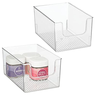 mDesign Modern Deep Plastic Open Front Dip Storage Organizer Bin Basket for Bathroom Organization - ...