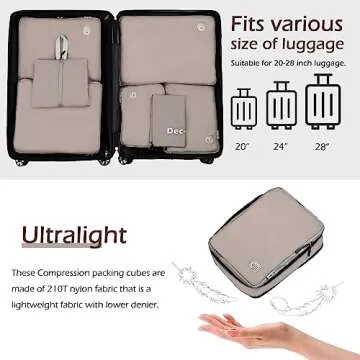 Dec-Mec Ultralight Compression Packing Cubes for Travel