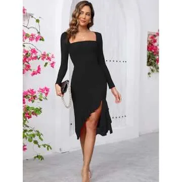 Elegant BORIFLORS Women's Ruched Bodycon Party Dress