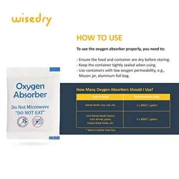 wisedry 300CC [100 Packets, 10 packs of 10 each] Food Grade Oxygen Absorbers for Long Term Food Storage, Keep Food Fresh O2 Absorbers Packets for Wheat Oats Flour and Freeze Dried Foods