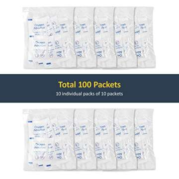 wisedry 300CC [100 Packets, 10 packs of 10 each] Food Grade Oxygen Absorbers for Long Term Food Storage, Keep Food Fresh O2 Absorbers Packets for Wheat Oats Flour and Freeze Dried Foods