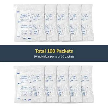 wisedry 300CC [100 Packets, 10 packs of 10 each] Food Grade Oxygen Absorbers for Long Term Food Storage, Keep Food Fresh O2 Absorbers Packets for Wheat Oats Flour and Freeze Dried Foods
