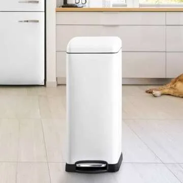 happimess HPM1007A Betty Retro 8-Gallon Step-Open Trash Can with Soft-Close Lid, Fingerprint Resista...