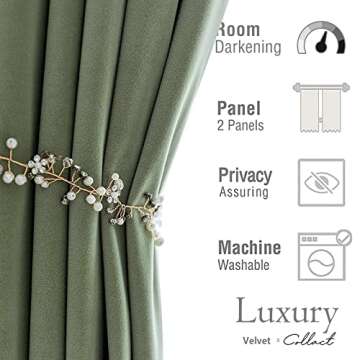 COLLACT Velvet Blackout Curtains 96 Inches Luxurious Touch