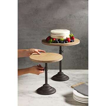 Mud Pie Wood and Iron Adjustable Server, 11" x 10", Small