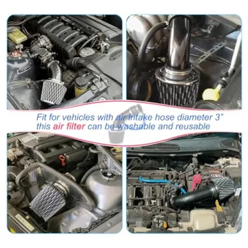 NOTETOUPT Cool Air Intake Kit, 3" Universal Car Cool Air Intake Pipe Aluminium Automotive Filter Induction Flow Hose Pipe Kit (Black)