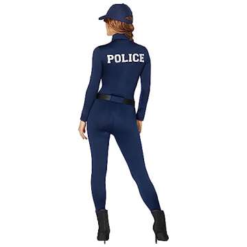 Wear the Spirit Halloween Adult Police Officer Catsuit Costume