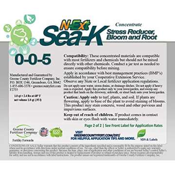 N-Ext Sea-K 0-0-5 Lawn Stress Reducer - 32 oz. (Covers 64,000 sq ft) - Deeper Color, Increased Rooti...