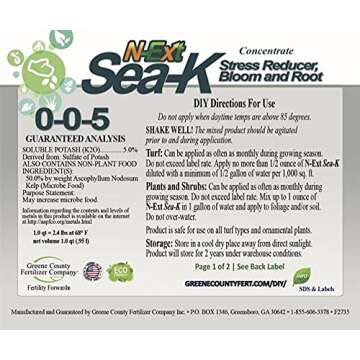 N-Ext Sea-K 0-0-5 Lawn Stress Reducer - 32 oz. (Covers 64,000 sq ft) - Deeper Color, Increased Rooting, Pest Resistance, Drought Protection, Nutrient Uptake and Reduced Senescence