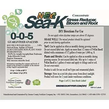 N-Ext Sea-K 0-0-5 Lawn Stress Reducer - 32 oz. (Covers 64,000 sq ft) - Deeper Color, Increased Rooting, Pest Resistance, Drought Protection, Nutrient Uptake and Reduced Senescence