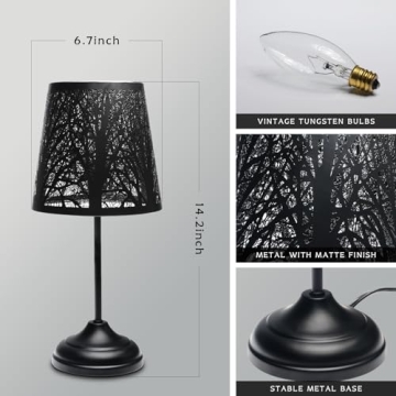 Dimmable Touch Table Lamp with Forest Patterns