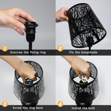 Dimmable Touch Table Lamp with Forest Patterns