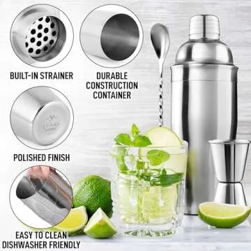 Zulay Kitchen 24 oz Cocktail Shaker Set - Professional Mixology Tools