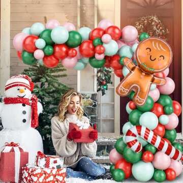 Red White Christmas Balloon Garland Kit for Parties