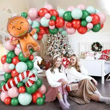 Red White Christmas Balloon Garland Kit for Parties