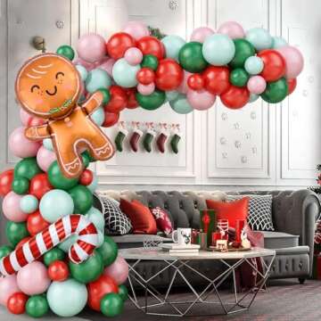 Red White Christmas Balloon Garland Kit for Parties