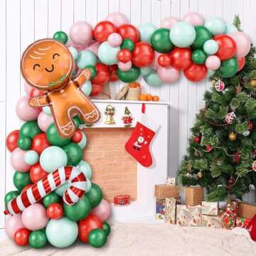 Red White Christmas Balloon Garland Kit for Parties