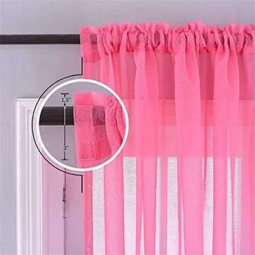 Yancorp Sheer Curtain Semi Bedroom Curtains 84 inches Length Linen Pink Blue Ombre Curtains Rod Pocket Drapes Girls Living Room Mermaid Bedroom, 1 Panel(Pink Blue, 40"x84")
