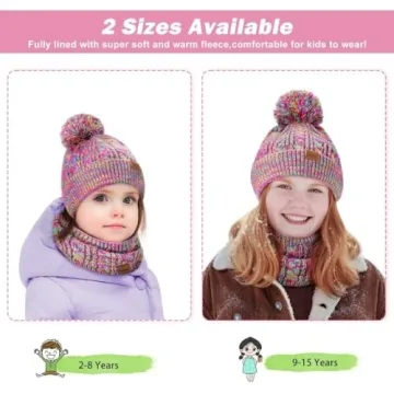 Warm Girls Winter Hat and Gloves Set for Kids