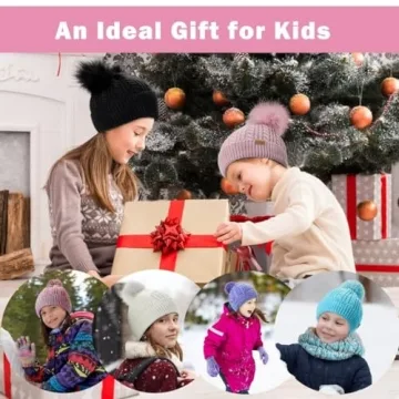 Warm Girls Winter Hat and Gloves Set for Kids
