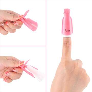 Dr.Nail 10Pcs Professional Plastic Acrylic Nail Art Polish Remover Clips UV Gel Wrap Cleaner Soak Off Cap Clip