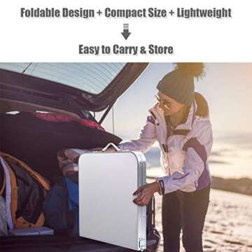 Goplus Folding Camping Table with Storage, Aluminum Outdoor Camp Table with 2-Level Adjustable Height, Lightweight Portable Foldable Picnic Table for Tailgating Beach BBQ Party RV