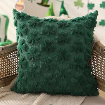 DFXSZ St Patricks Day Pillow Covers 18x18 inch Set of 2 St Patricks Day Decorations Green Shamrock Soft Plush Faux Fur Jacquard Throw Pillows for Bedroom Sofa Holiday Festivals Home Decor PTK021A18