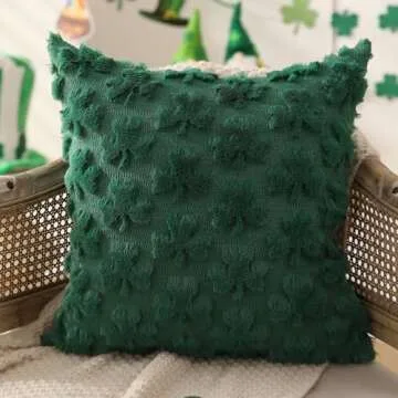 DFXSZ St Patricks Day Pillow Covers 18x18 inch Set of 2 St Patricks Day Decorations Green Shamrock Soft Plush Faux Fur Jacquard Throw Pillows for Bedroom Sofa Holiday Festivals Home Decor PTK021A18