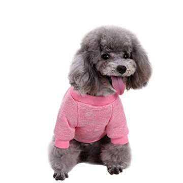 Jecikelon Dog Clothes Dogs Sweater Soft Puppies Clothing Winter Puppy Sweaters Warm Outfit for Dogs Small XXS XS Cat Apparel (Pink, S)