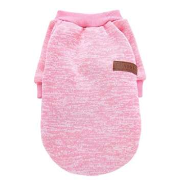 Jecikelon Dog Clothes Dogs Sweater Soft Puppies Clothing Winter Puppy Sweaters Warm Outfit for Dogs Small XXS XS Cat Apparel (Pink, S)
