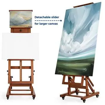 VISWIN Extra-Large Master H Frame Easel, Hold 1 or 2 Canvas up to 79", Tilts Flat, Movable Solid Beech Wood Heavy Duty Floor Easel Stand for Painting, Adjustable Art Easel Stand for Adult, Artist - W
