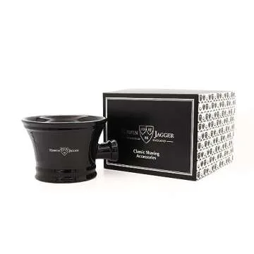 Edwin Jagger RN46 Traditional Porcelain Luxury Shaving Bowl with Handle for Shaving Cream or Shaving Soap for Men and Women (Black)
