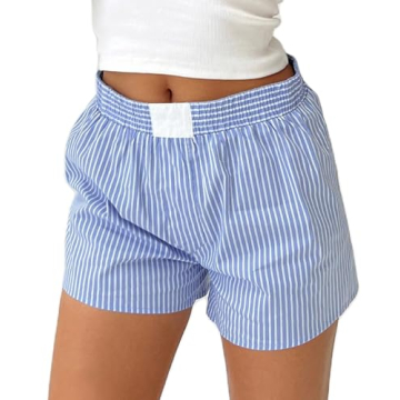 NUFIWI Women Y2k Pajamas Shorts Striped Cute Pj Short Pants Gingham Lounge Shorts Sleep Bottoms Elas...