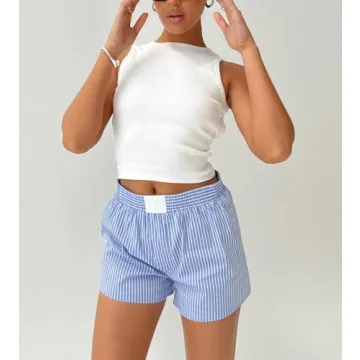 NUFIWI Women's Y2K Striped Pajama Shorts for Casual Style