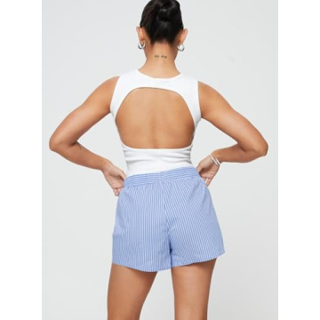 NUFIWI Women's Y2K Striped Pajama Shorts for Casual Style