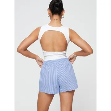 NUFIWI Women's Y2K Striped Pajama Shorts for Casual Style