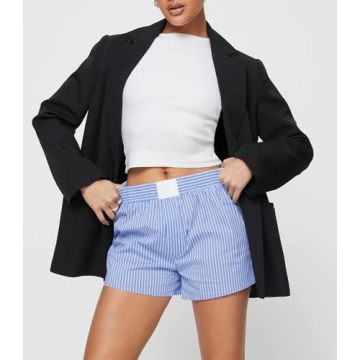 NUFIWI Women's Y2K Striped Pajama Shorts for Casual Style