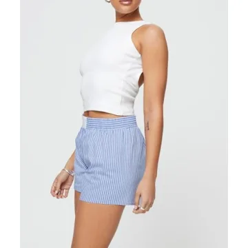 NUFIWI Women's Y2K Striped Pajama Shorts for Casual Style