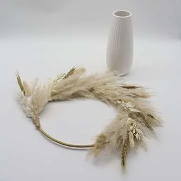 SUJISPR Real Dried Plants Wreath Made from Natural Dried Flowers for Front Door Festival Hanging Decorations Welcome Decor Wall Home Decor Wedding Decorations(Brown)