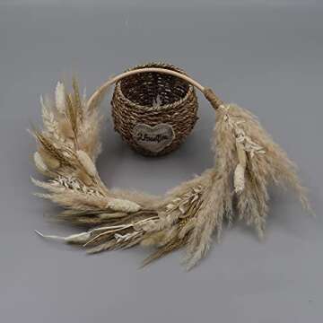 SUJISPR Real Dried Plants Wreath Made from Natural Dried Flowers for Front Door Festival Hanging Decorations Welcome Decor Wall Home Decor Wedding Decorations(Brown)