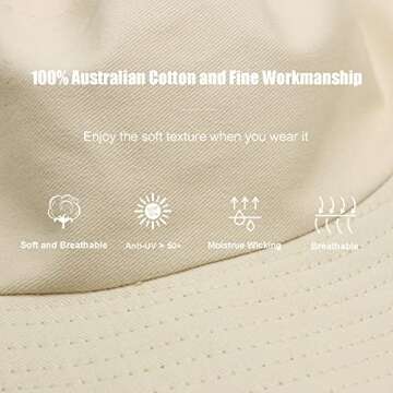Sydbecs Bucket Hat for Women Men, Reversible Cotton Summer Sun Beach Cap Solid Color Style (B Beige/White Reversible)
